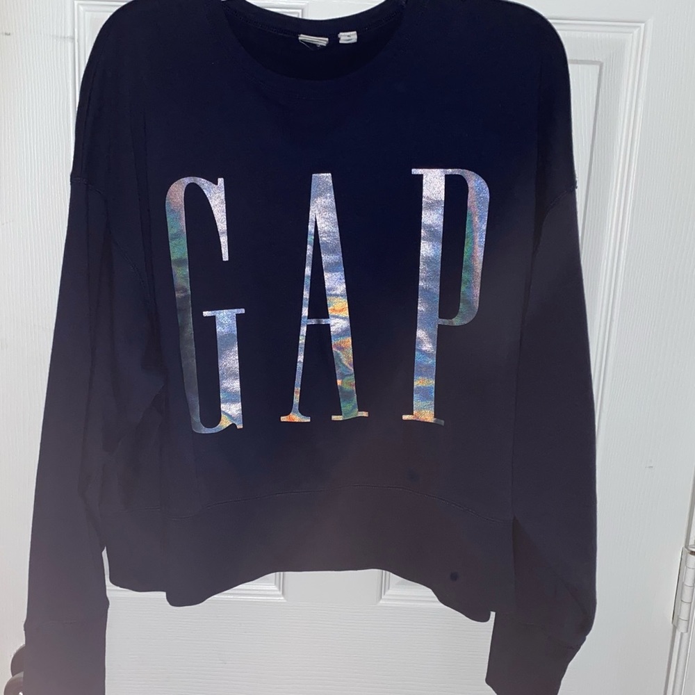 Gap Logo Holograph Navy Sweatshirt Sz XL